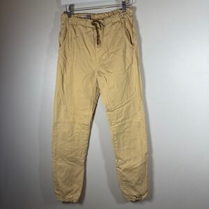 Offcorss Boys Tan Khaki Jogger Pants Lined Cotton Elastic Waist Size 16 5126585